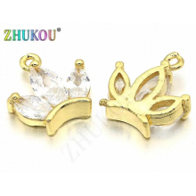 11*12mm Brass Cubic Zirconia Crown Charms Pendants DIY Necklace Pendant Jewelry Accessory Findings, Hole: 1mm, Model: VD268