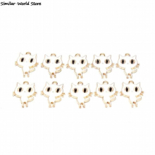 10pcs 15*19mm Enamel Mini Cat Charms DIY for Necklaces Pendants Earrings Jewelry