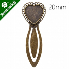 High Vintage Antiqued Bronze Heart Bookmark with 20mm Heart Bezel,length:74mm,10pcs/lot-C4236
