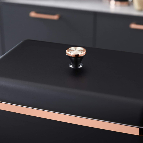 Tower TOWER Glamorous Kitchen BLACK & Rose Gold Cavaletto Bread Bin 1