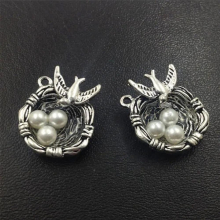 2Pcs 29*20mm Bird Nest Charms Antique Silver Tone Pendant Findings Diy Aesthetics Accessories Jewelry Makeing