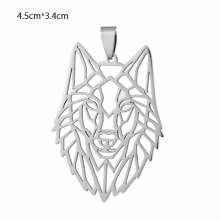 DIY Creative Charms Hollow Stainless Steel Animal Wolf Pendants For Necklace Jewelry Making Findings Components Eruifa