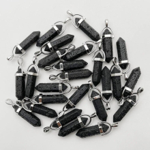 Volcanic rock natural stone crystal pillar Pendants & necklaces for making Jewelry charm pendulum 24pc