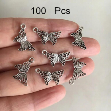 100 pcs -Metal Filigree Butterfly Charms 17*12mm Antique Silver-color Butterfly Jewelry Charms,DIY Crafts Accessories