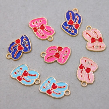 6pcs Colorful Animal Elk Butterfly Bear rabbit Charms Pendant Enamel Small Charms Necklace Bracelet DIY Jewelry Making Accessori