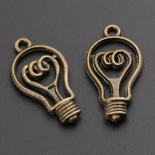 20pcs Bronze Love Heart Bulb Charm Pendant DIY Metal Jewelry 32x17mm A242