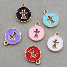10pcs 14*12mm Enamel Angel Charm For Jewelry Making Earring Pendant Bracelet Necklace Charms Accessories Diy Finding