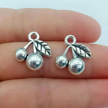 10pcs 17x15mm Vintage Cherry Pendants Charm For Jewelry Making Antique Silver Fruit Cherry Charm