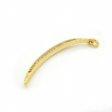 38*3*2mm Micro Pave Clear CZ Arc Bar Charm Fit For Making Bracelets Or Necklaces Jewelry