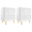 VidaXL vidaXL 2x Bed Cabinets Solid Wood Legs High Gloss White Bedroom Nightstand 4