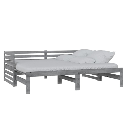VidaXL vidaXL Solid Pinewood Pull-out Day Bed 2x(90x200) cm Grey Wooden Sleepover Bed 2