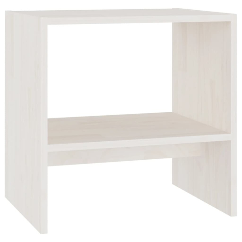 VidaXL vidaXL Solid Pinewood Bedside Cabinet White Bedroom Nightstand Bed Cabinet 2