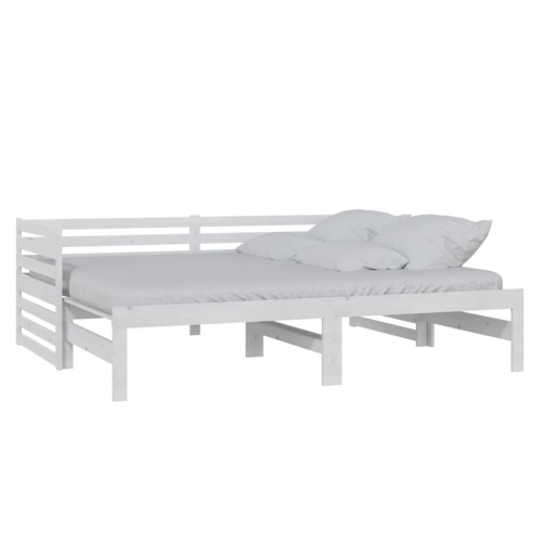 VidaXL vidaXL Solid Pinewood Pull-out Day Bed 2x(90x200) cm White Sofa Sleepover Bed 2