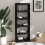 VidaXL vidaXL Solid Wood Pine Book Cabinet/Room Divider Black Home Organiser Shelf 7