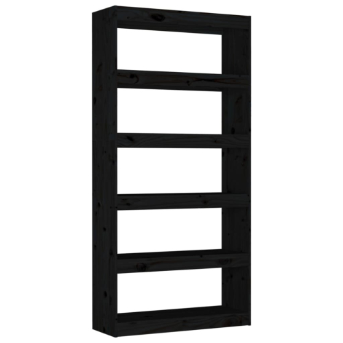 VidaXL vidaXL Solid Wood Pine Book Cabinet/Room Divider Black Indoor Storage Shelf 2