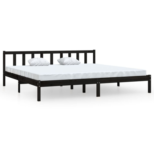 VidaXL vidaXL Solid Pinewood Bed Frame Black 200x200 cm Furniture Bedstead Bed Base 2