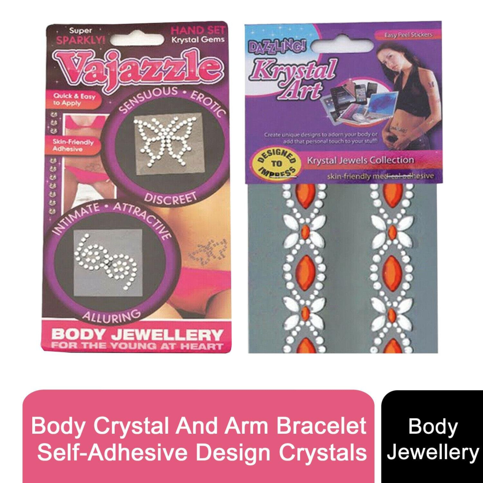 (Self Adhesive Body Crystals) PMS Arm Bracelet &Twin Pack Stick On Body Crystals