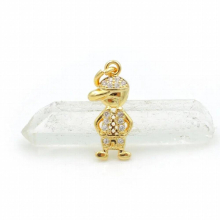 17*7*2mm Micro Pave Clear CZ Boy Charm Fit For Making DIY Bracelets Or Necklaces Jewelry