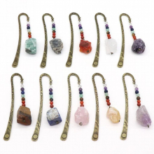10pcs Creative Metal Bookmark Tower Book Mark Healing Stone Crystal Beads Paper Clip Childrens Gift Stationery Student