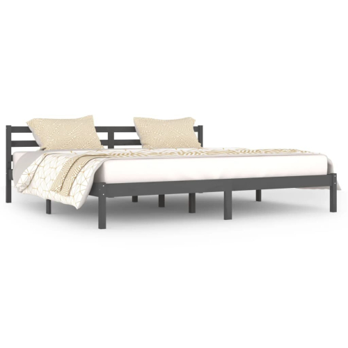 VidaXL (grey, 200 x 200 cm) vidaXL Bed Frame Bedroom Bedstead Bed Base Mattress Foundation Solid Wood Pine 2