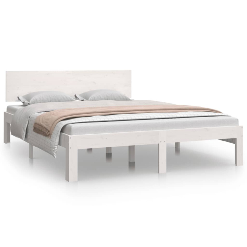 VidaXL (white, 5ft king size) vidaXL Bed Frame Bedroom Bed Base Bedstead Mattress Foundation Solid Wood 2