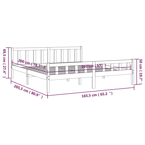 VidaXL vidaXL Solid Wood Bed Frame 160x200 cm Bedroom Wooden Bedstead Platform Bed 2