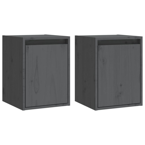 VidaXL (grey, 2) vidaXL Wall Cabinet Hanging Storage Cabinet Wall Cupboard Solid Wood Pine 2