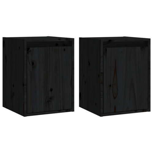 VidaXL (black, 2) vidaXL Wall Cabinet Hanging Storage Cabinet Wall Cupboard Solid Wood Pine 2