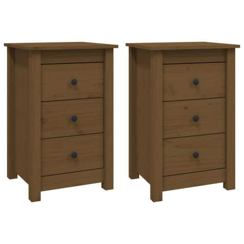VidaXL (honey brown, 2) vidaXL 1/2x Solid Wood Pine Bedside Cabinet Side Table Cabinet Multi Colours 2