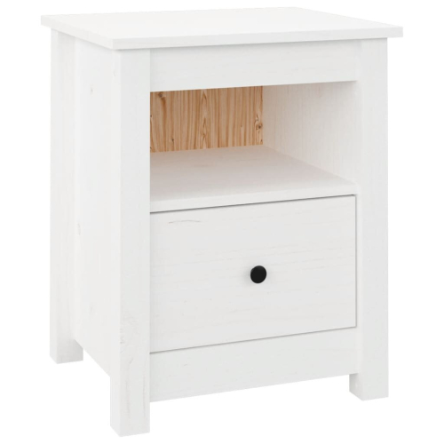 VidaXL (White, 1) vidaXL 1/2x Solid Wood Pine Bedside Cabinet Wooden Side Table Multi Colours 2