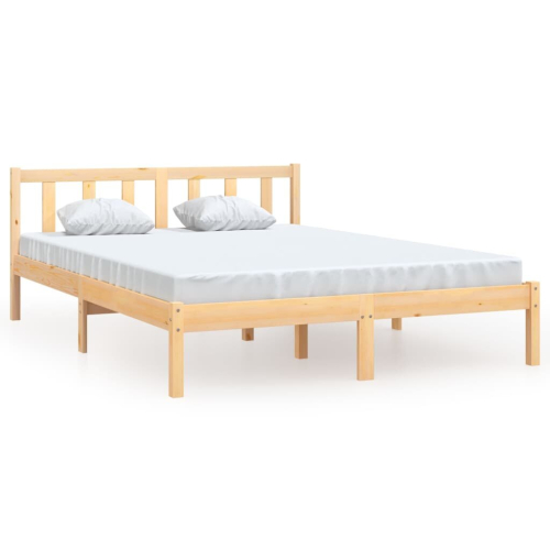 VidaXL vidaXL Solid Pinewood Bed Frame 140x200 cm Home Bedroom Bedstead Bed Base 2
