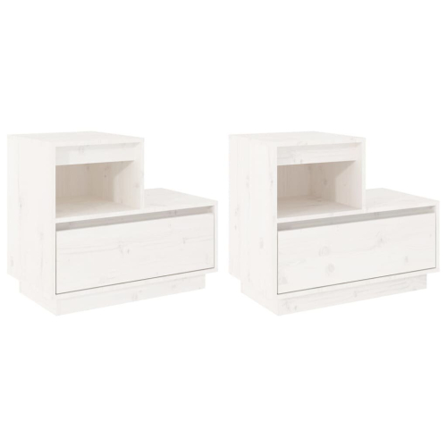 VidaXL (white, 2) vidaXL 1/2x Solid Wood Pine Bedside Cabinet Indoor Nightstand Multi Colours 2