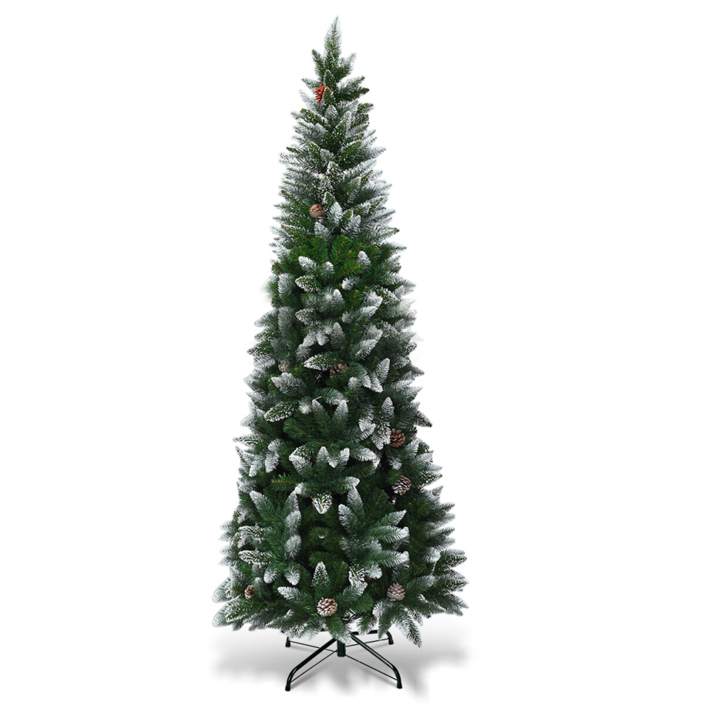 7.5FT Snow Flocked Pencil Christmas Tree Xmas Holiday Decoration