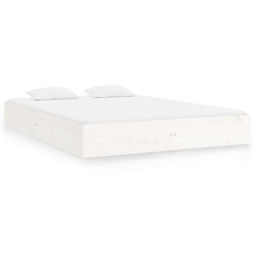 VidaXL vidaXL Solid Wood Bed Frame White 200x200 cm Bedroom Wooden Bedstead Bed Base 2