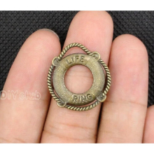 50pcs- Antique Bronze Life Ring Charms Pendant, Life Preserver Charms 24x22mm