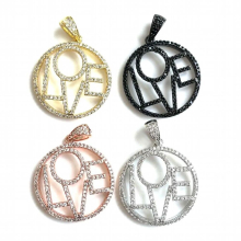 5Pcs Cubic Zirconia Pave LOVE Charms Plated Pendant For Jewelry Making Bracelets Necklace Accessories