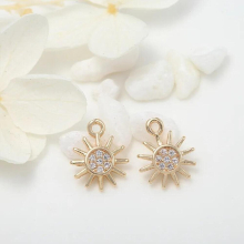 10PCS/LOT Copper Zirconia Crystal Sun Flower Charms Pendant DIY Accessories For Jewelry Making