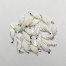 24pcs natural stone shell charms leaf pendant for Jewelry making 24x10mm Necklace Accessories