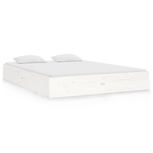 VidaXL vidaXL Solid Wood Bed Frame White 140x190 cm Bedroom Wooden Bedstead Bed Base 2