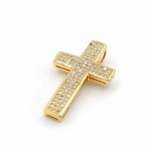 30*18*6mm Micro Pave Clear CZ Cross Charm Fit For Making Necklaces Jewelry