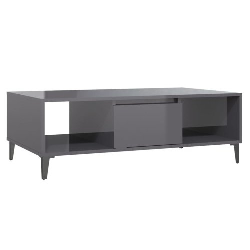 VidaXL vidaXL Coffee Table High Gloss Grey Engineered Wood Couch End Indoor Table 2