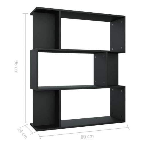 vidaXL bogreol, sort, 80x24x96 cm, træbaseret materiale 2