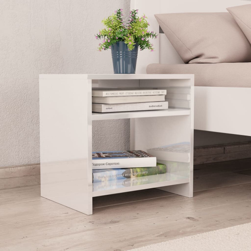 vidaXL 2x Bedside Cabinets High Gloss White Engineered Wood Couch End Table 2