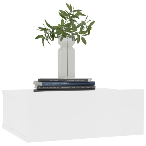 VidaXL vidaXL 2x Floating Nightstand White Engineered Wood Bedside Cabinet Shelf 2