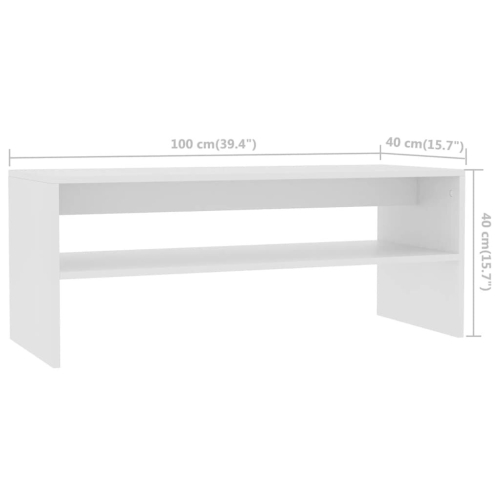 VidaXL vidaXL Coffee Table with a Shelf White Engineered Wood Accent Table Sofa Table 2