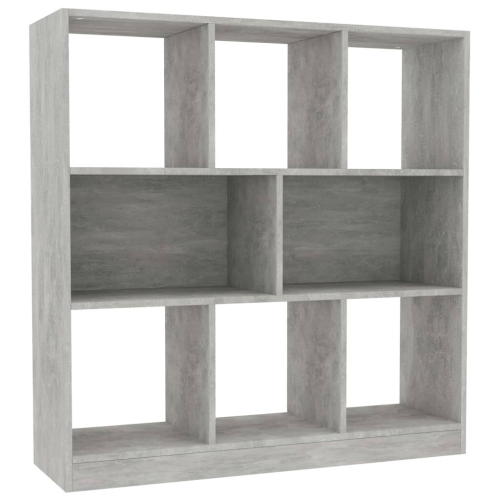 vidaXL Book Cabinet with 8 Large Compartments Concrete Grey Engineered Wood 2