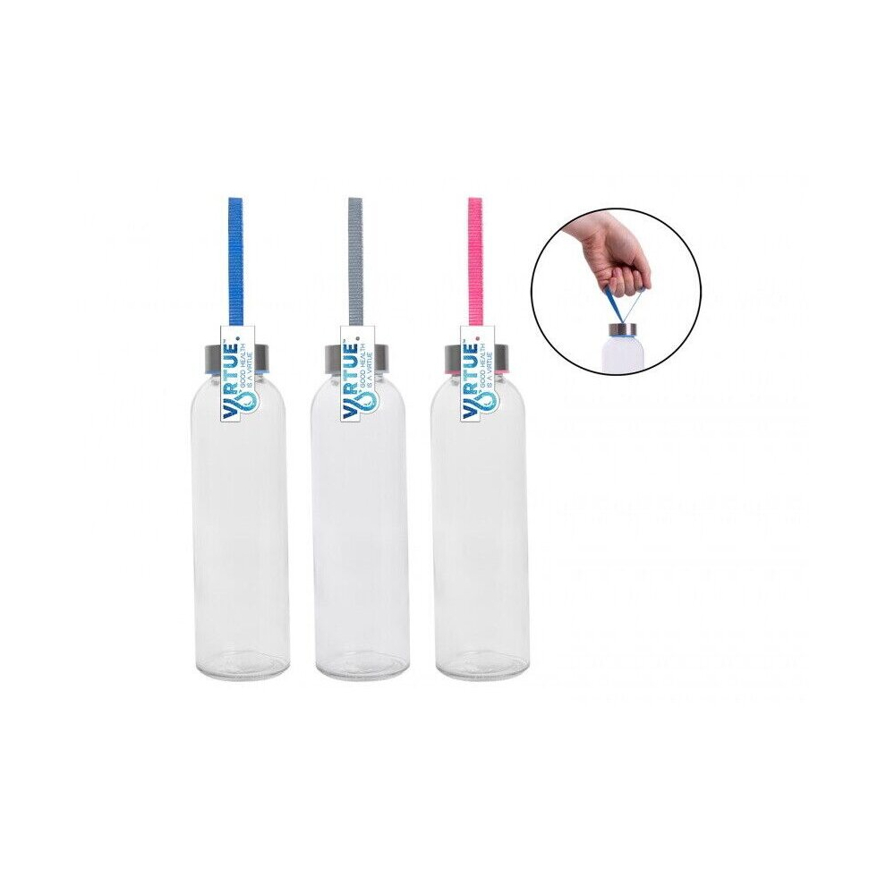 3x Glass Water Drinking Bottle 500ml Drink Sport Gym Portable Airtight