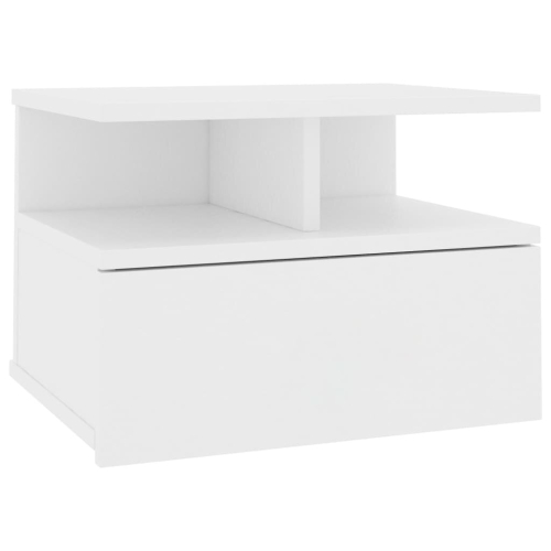 VidaXL vidaXL Floating Nightstand White Engineered Wood Wall-mounted Bedside Shelf 2