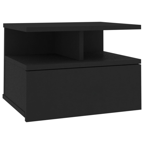 VidaXL vidaXL Floating Nightstand Black Engineered Wood Wall-mounted Bedside Table 2