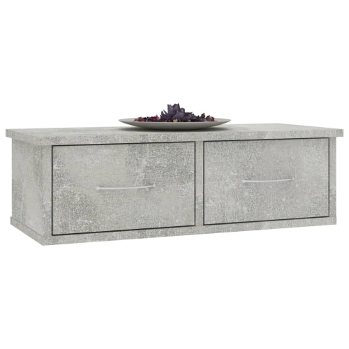 vidaXL Wall-mounted Drawer Shelf Concrete Grey Engineered Wood Floating Shelf 2